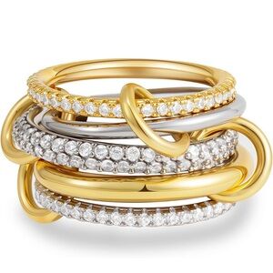 Mixed Metals Stackable Rings with Cubic Zirconia